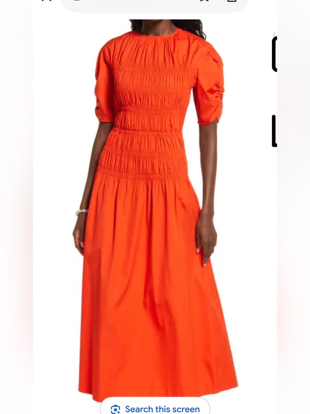 Bright orange Red Smocked Midi Dress size xs